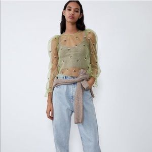 ZARA NWT Green Blouse